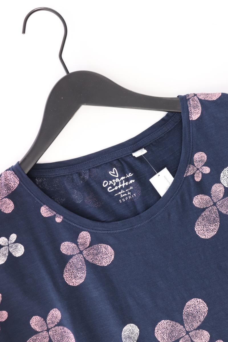 Esprit Printshirt Gr. XL mit Blumenmuster Kurzarm blau aus Baumwolle