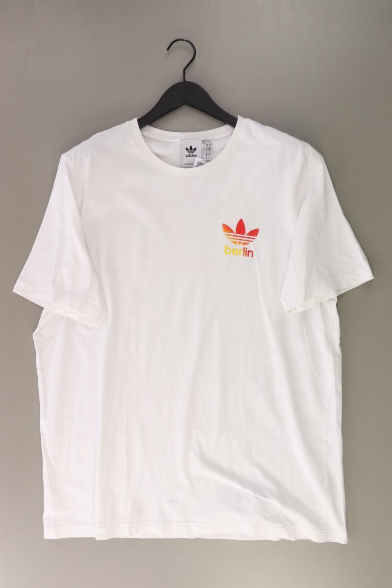 Adidas T-Shirt für Herren Gr. XL Kurzarm weiß aus Baumwolle