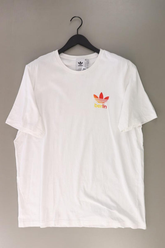 Adidas T-Shirt für Herren Gr. XL Kurzarm weiß aus Baumwolle