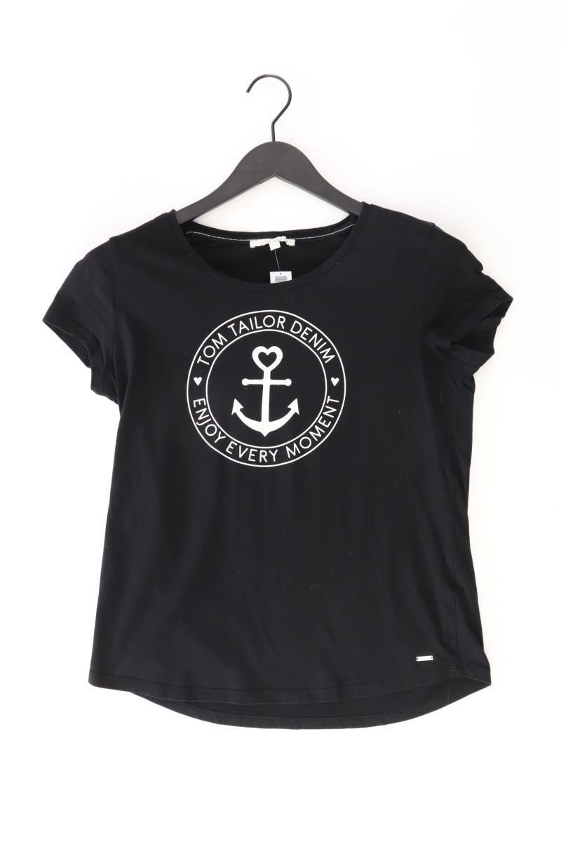 Tom Tailor (Denim) Printshirt Gr. S Kurzarm schwarz aus Baumwolle