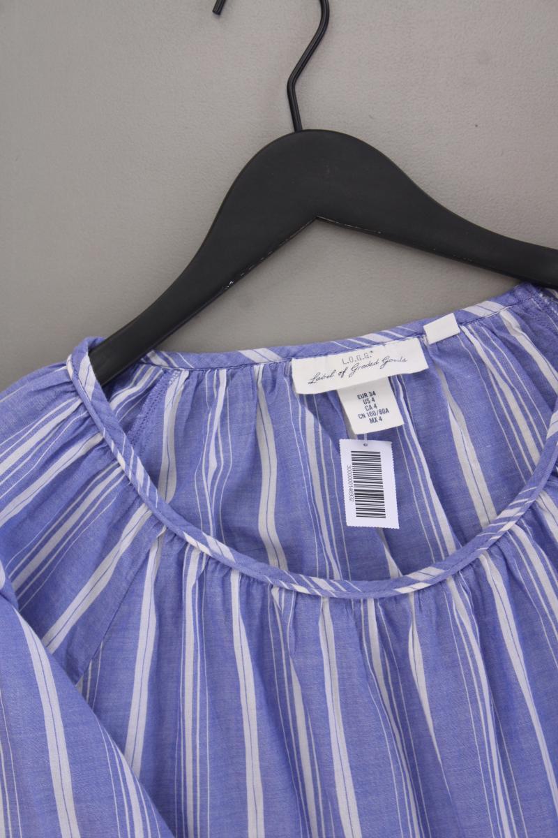L.O.G.G. H&M Langarmbluse Gr. 34 gestreift blau aus Baumwolle