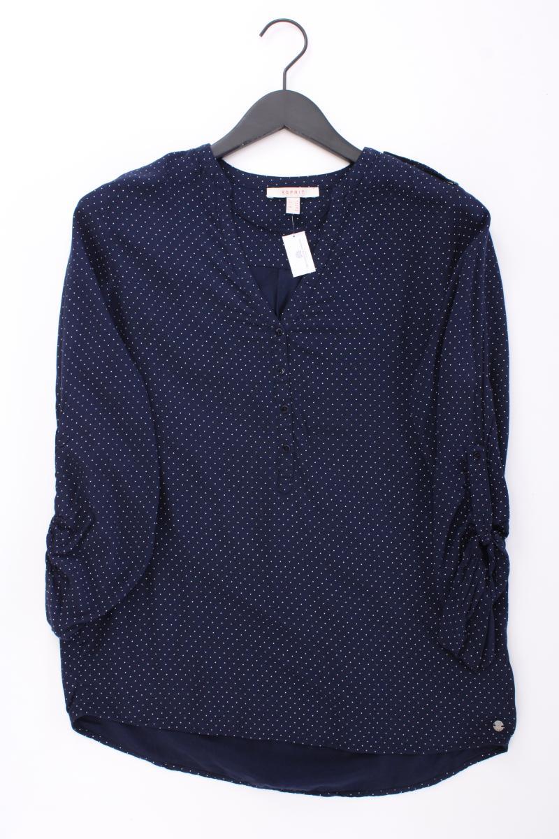 Esprit Classic Bluse Gr. 40 gepunktet 3/4 Ärmel blau aus Viskose