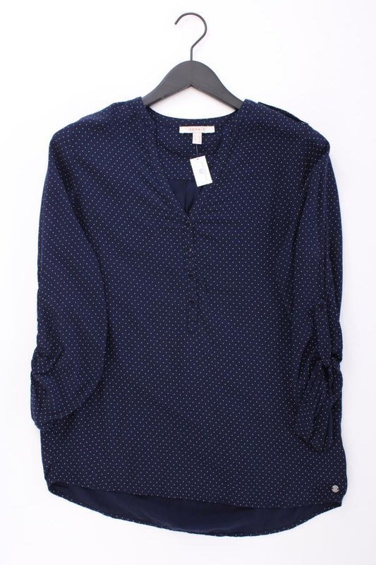 Esprit Classic Bluse Gr. 40 gepunktet 3/4 Ärmel blau aus Viskose