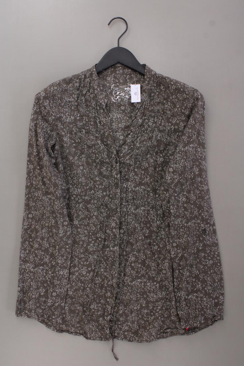 edc by Esprit Langarmbluse Gr. M mit Blumenmuster olivgrün aus Baumwolle