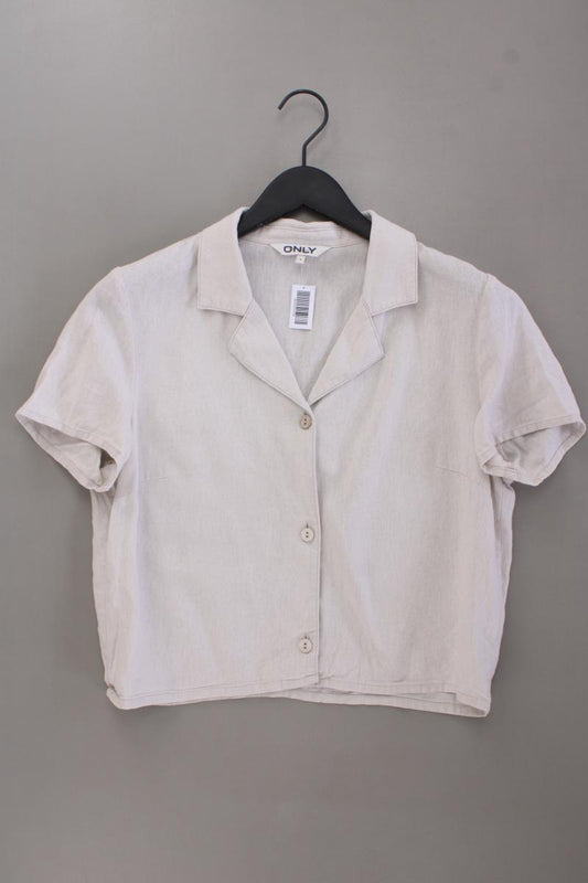 Only Bluse mit Leinen Gr. M Kurzarm creme