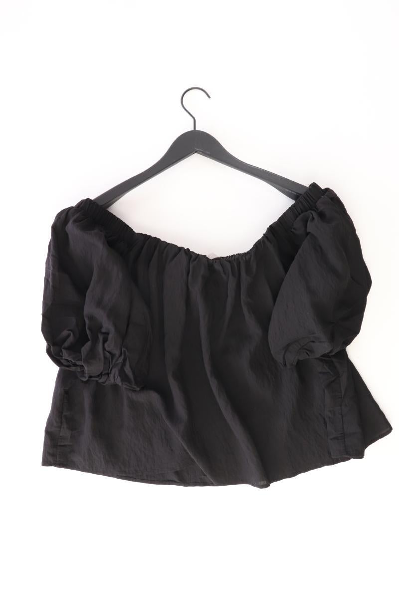H&M Bluse Gr. XL Kurzarm mit Carmen-Ausschnitt schwarz