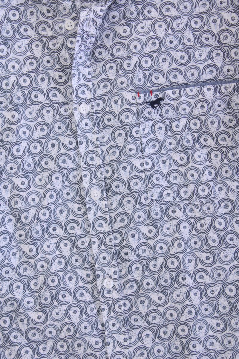 Mustang Kurzarmhemd für Herren Gr. XL geometrisches Muster grau