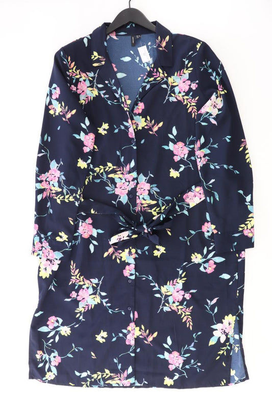 Vero Moda Kleid Gr. XL mit Blumenmuster mit Gürtel Langarm blau aus Polyester