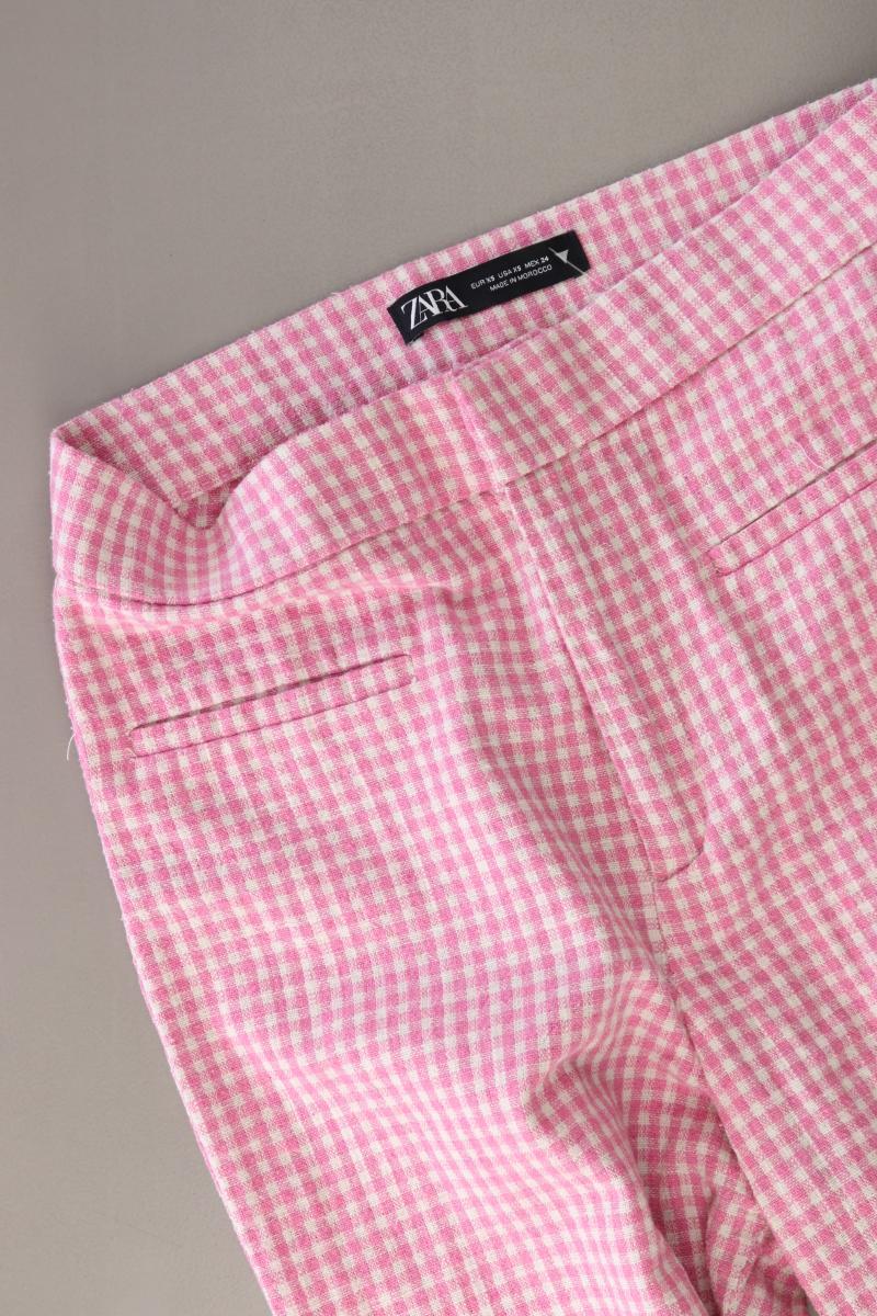 Zara Hose Gr. XS kariert rosa aus Baumwolle