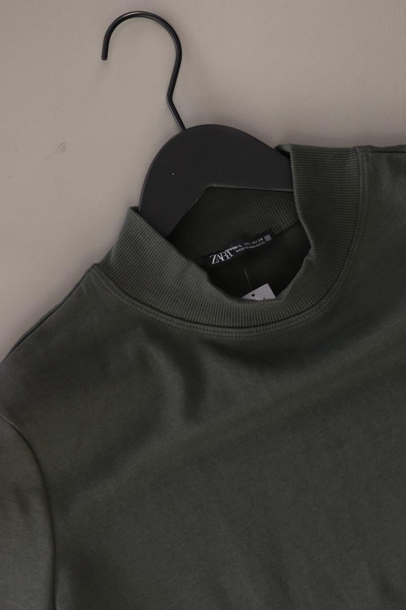 Zara T-Shirt Gr. L Kurzarm olivgrün aus Baumwolle