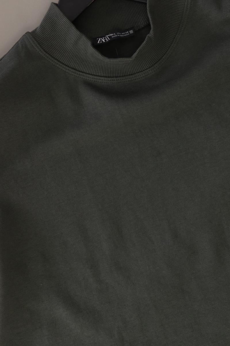 Zara T-Shirt Gr. L Kurzarm olivgrün aus Baumwolle