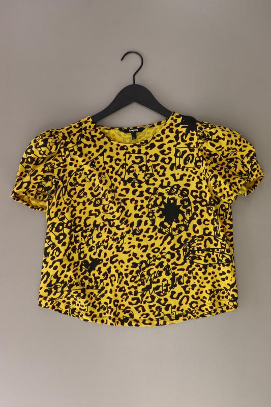 Desigual Cropped Shirt Gr. XL mit Tierdruck Kurzarm gelb aus Baumwolle