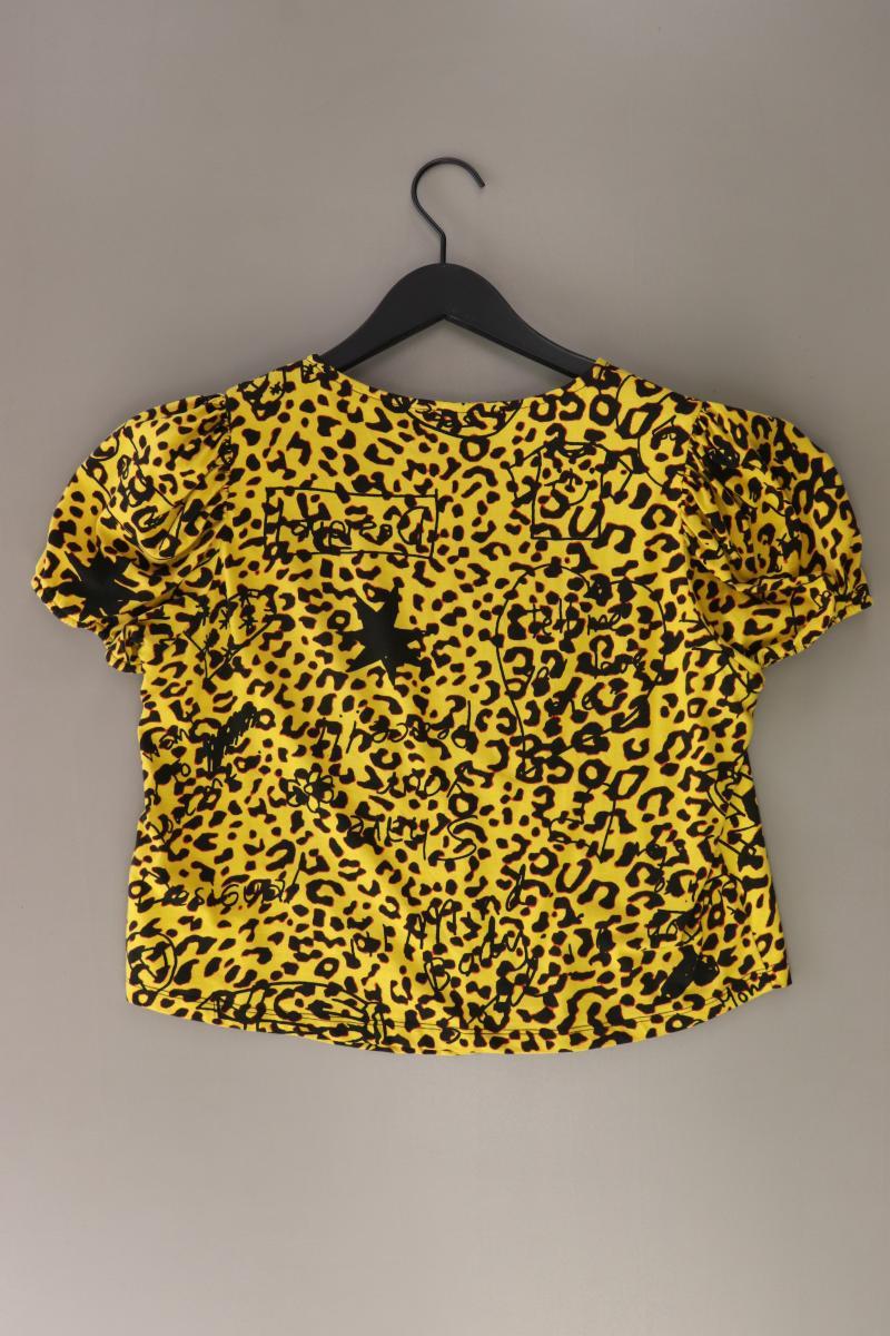 Desigual Cropped Shirt Gr. XL mit Tierdruck Kurzarm gelb aus Baumwolle