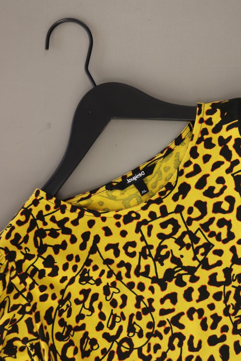 Desigual Cropped Shirt Gr. XL mit Tierdruck Kurzarm gelb aus Baumwolle