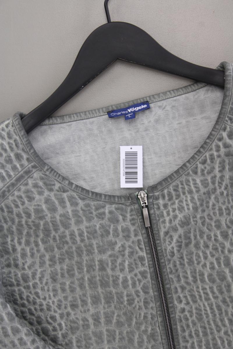 Vögele Cardigan Gr. L Langarm grau aus Baumwolle