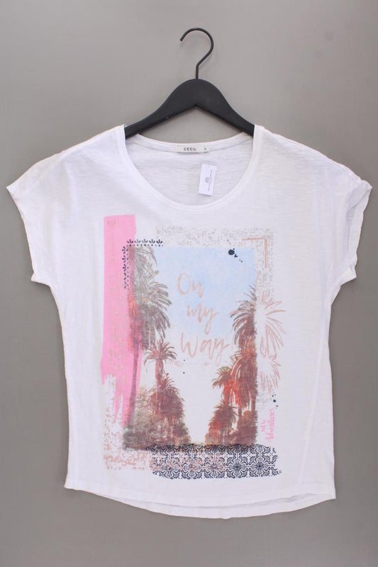 Cecil Printshirt Gr. S Kurzarm weiß