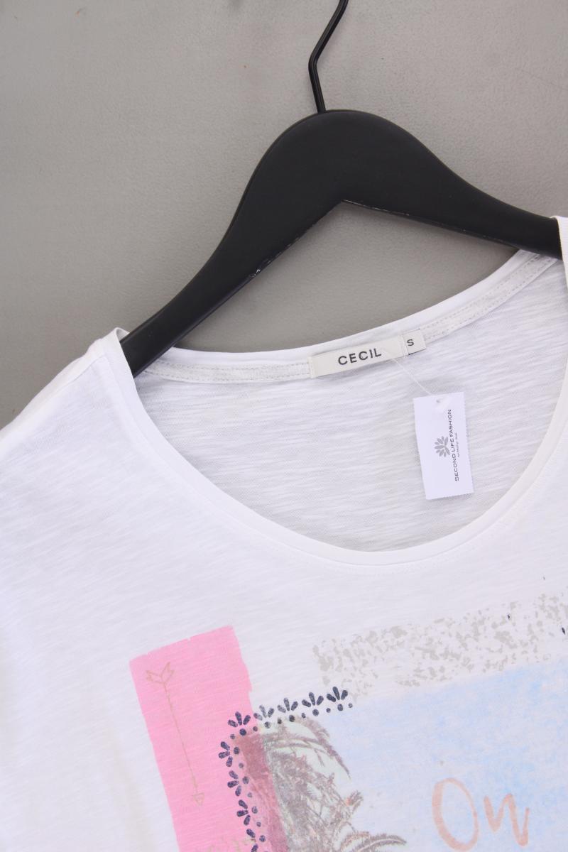 Cecil Printshirt Gr. S Kurzarm weiß