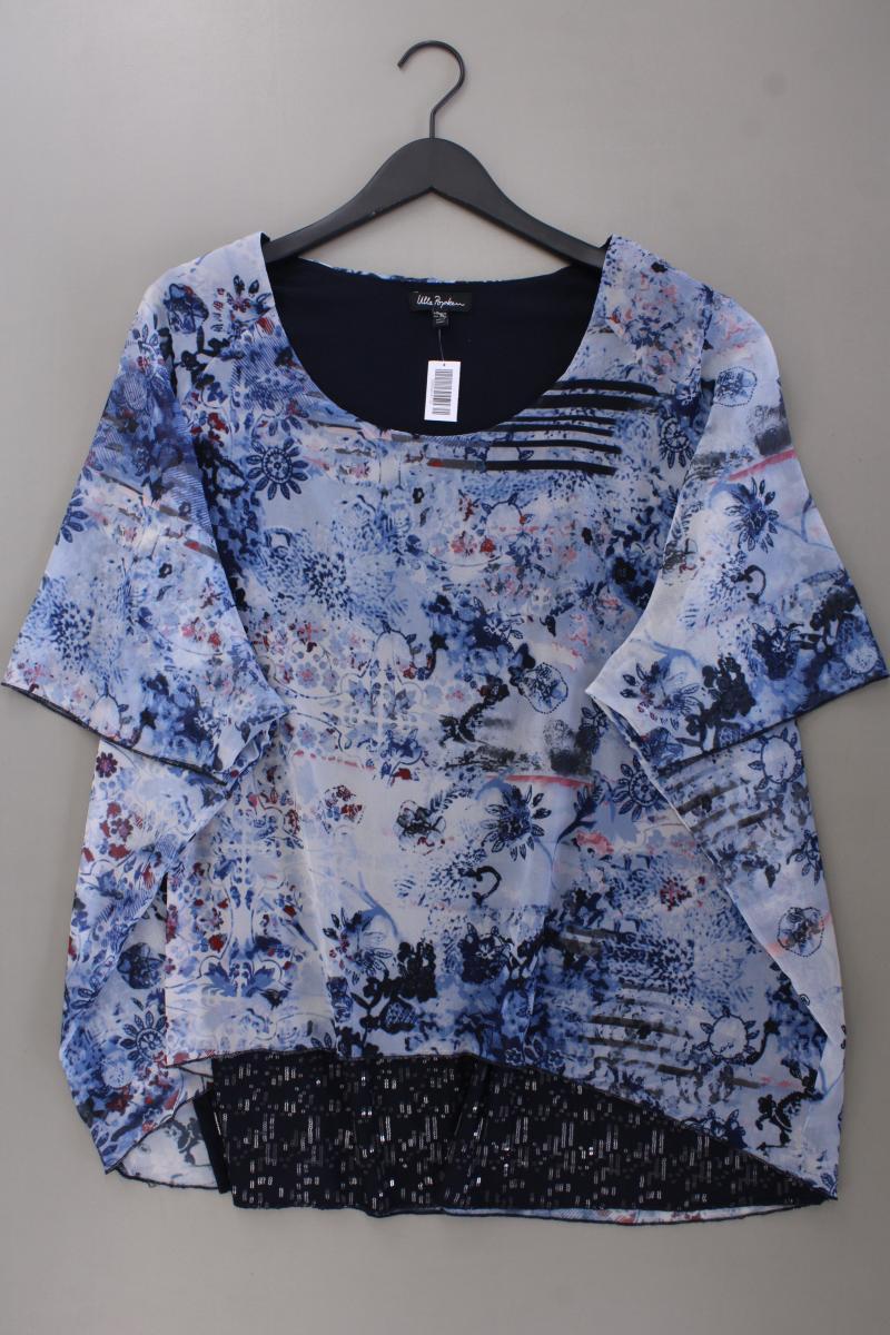 Ulla Popken Kurzarmbluse Gr. 50/52 blau aus Polyester