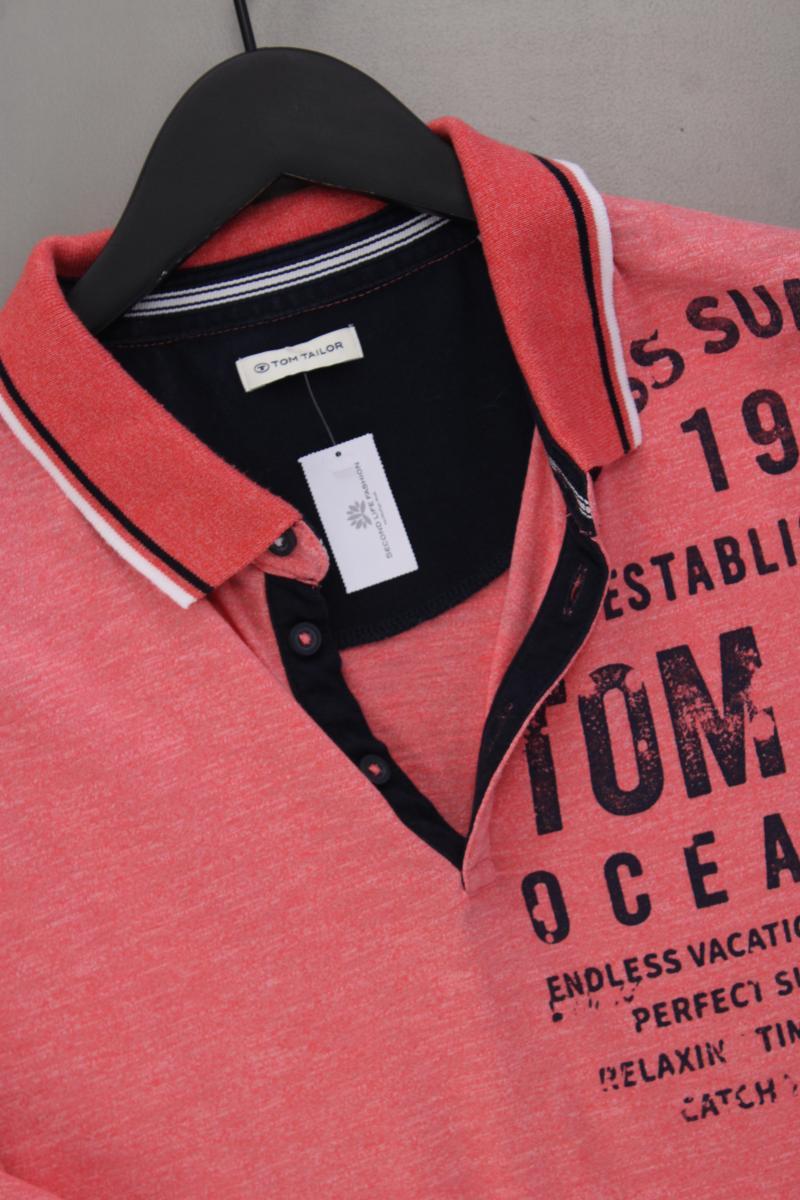 Tom Tailor Poloshirt Korallrot für Herren Gr. XL Kurzarm aus Baumwolle