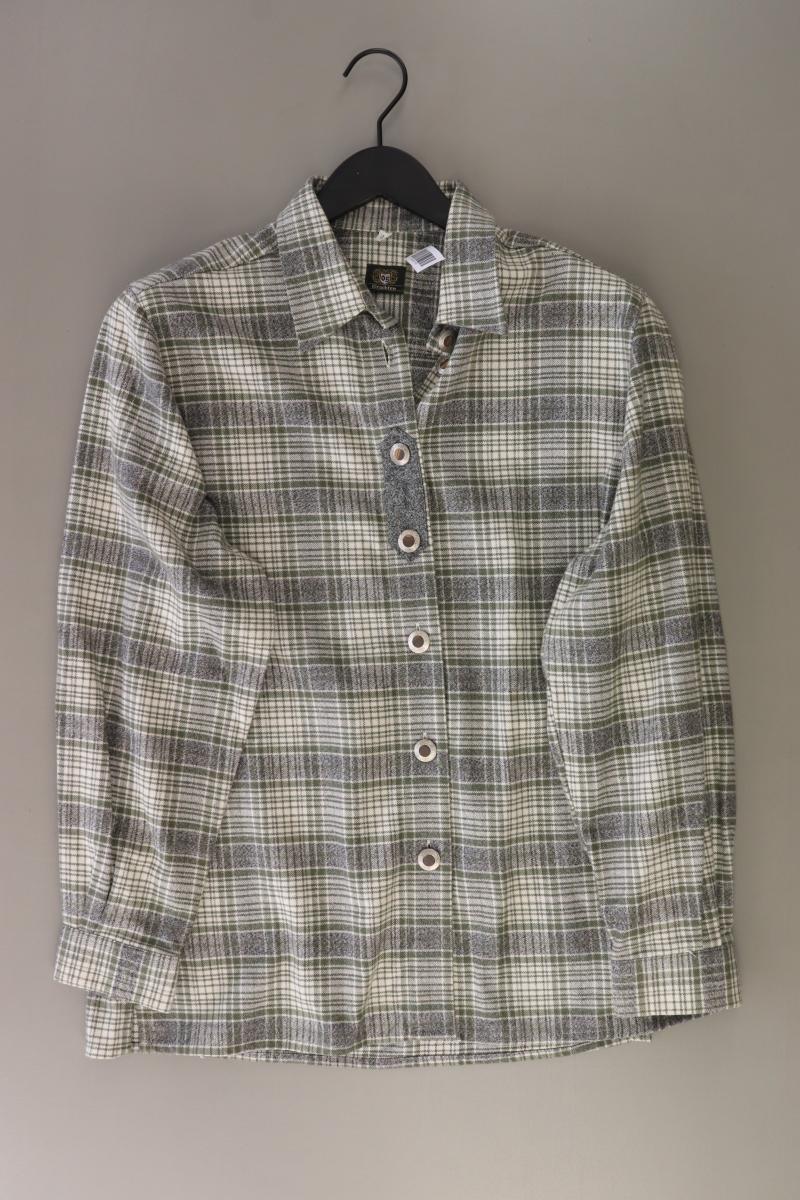 OS Trachten Karobluse Gr. 40 kariert Langarm Vintage olivgrün aus Baumwolle
