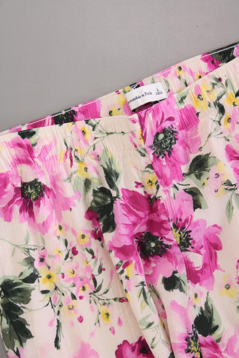 Abercrombie & Fitch Stoffhose Gr. L mit Blumenmuster neuwertig mehrfarbig