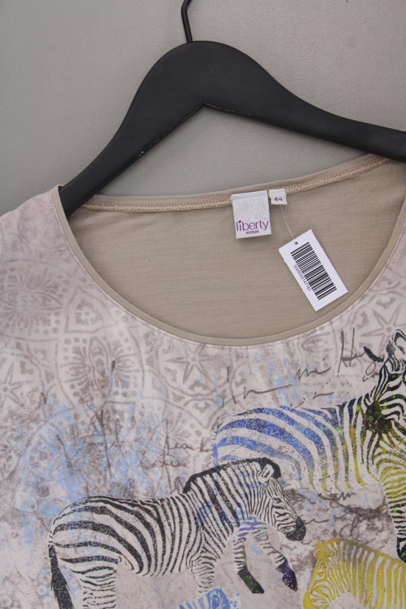 Liberty Bluse mit Zebra Druck Gr. 44 neuwertig Kurzarm braun aus Polyester