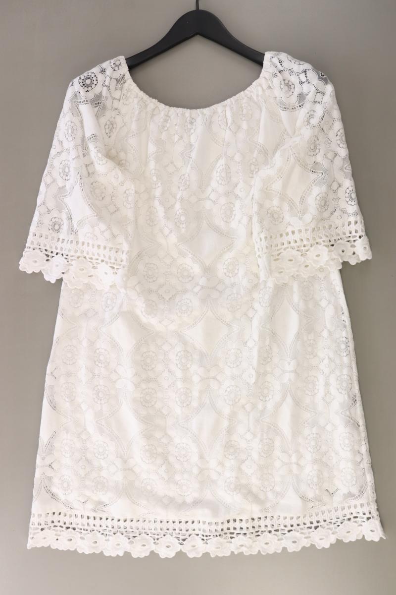 Hallhuber Spitzenkleid Gr. 40 3/4 Ärmel weiß aus Baumwolle