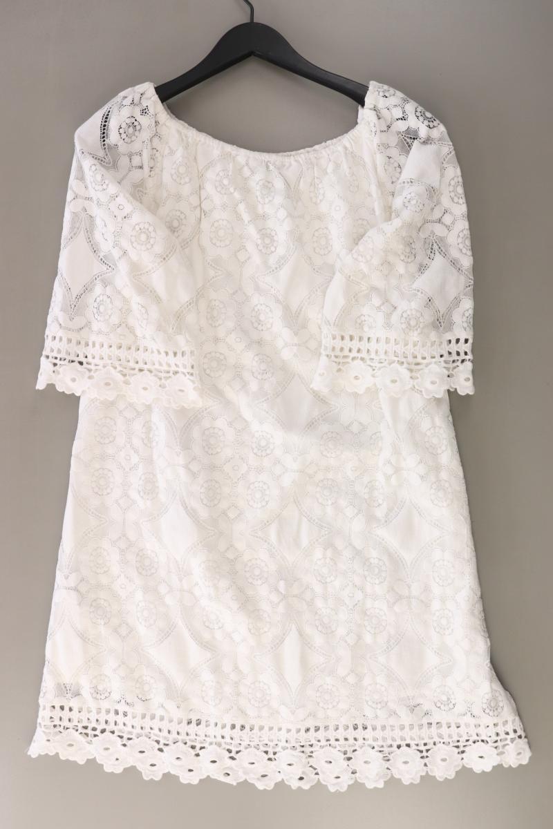 Hallhuber Spitzenkleid Gr. 40 3/4 Ärmel weiß aus Baumwolle