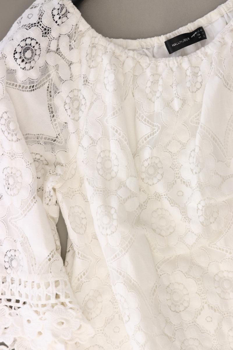 Hallhuber Spitzenkleid Gr. 40 3/4 Ärmel weiß aus Baumwolle