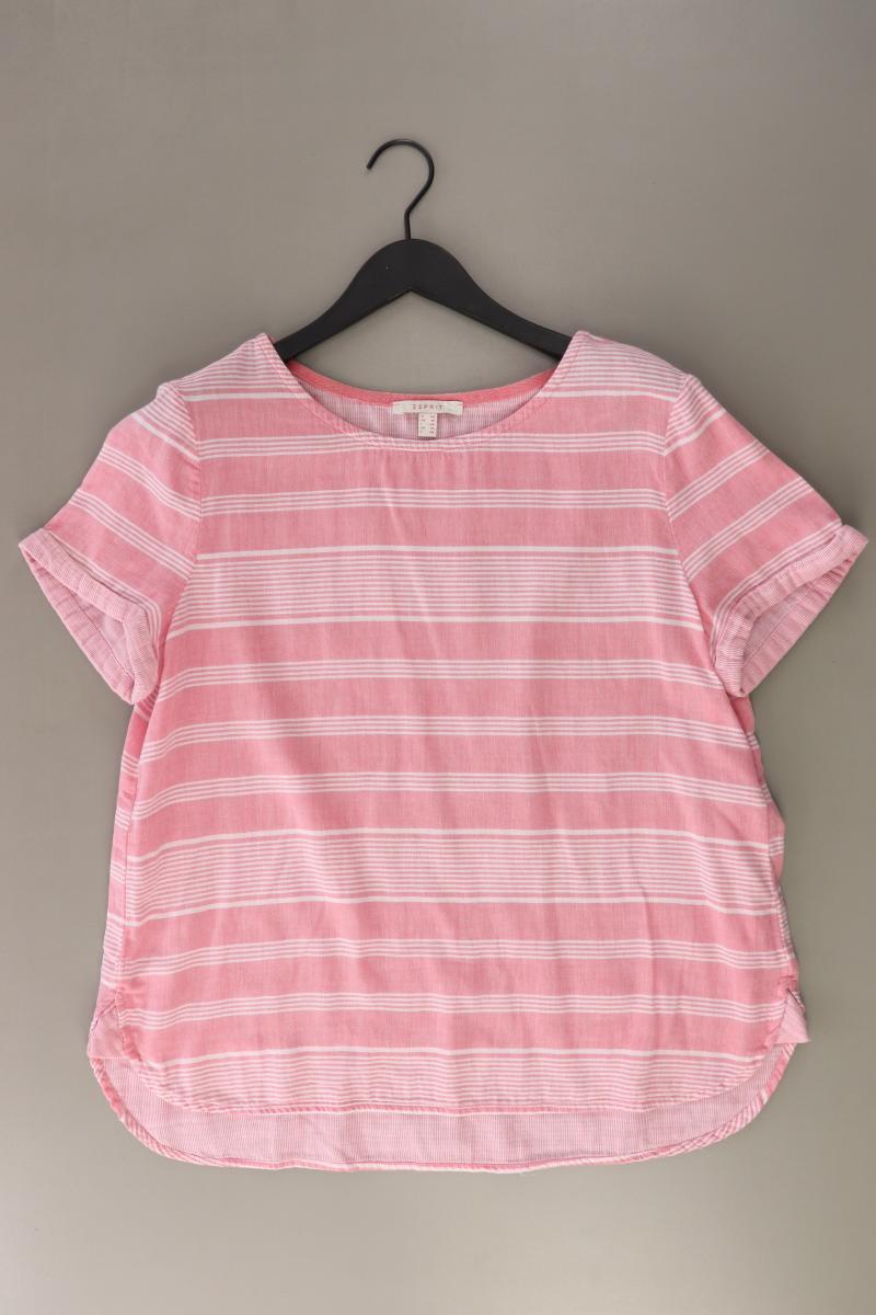 Esprit Ringelshirt Gr. 44 gestreift Kurzarm rosa aus Baumwolle