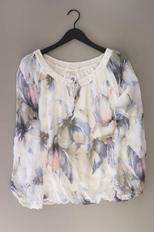 Cartoon Bluse mit Seide Gr. 42 mit Blumenmuster Langarm mehrfarbig aus Viskose