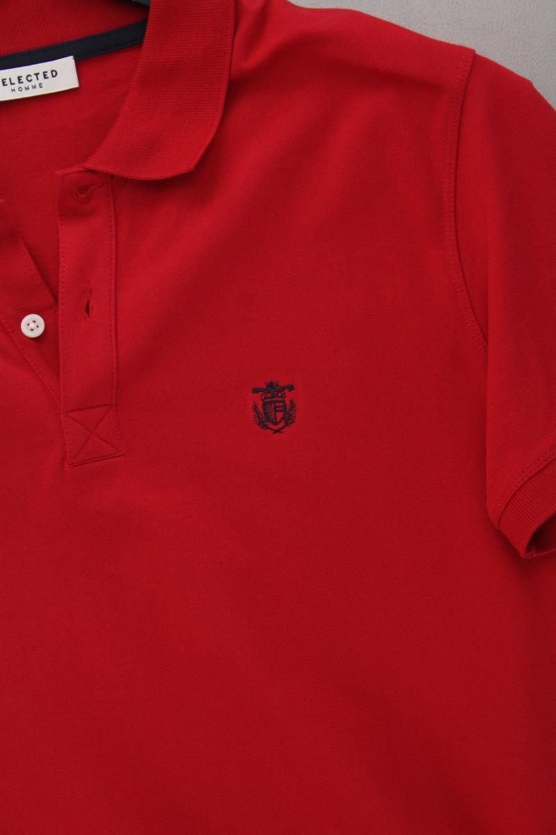 Selected Homme Poloshirt für Herren Gr. L neuwertig Kurzarm rot aus Baumwolle