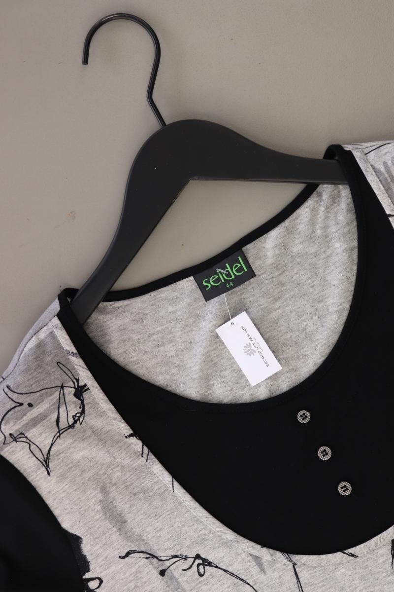 Seidel Printshirt Gr. 44 Kurzarm grau aus Viskose