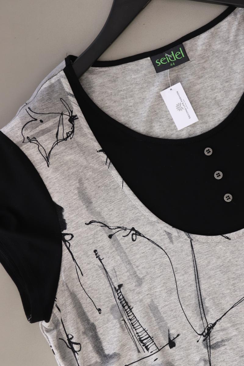 Seidel Printshirt Gr. 44 Kurzarm grau aus Viskose