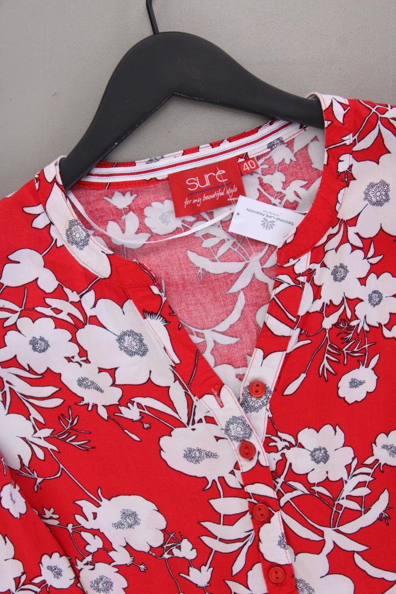 Sure Classic Bluse Gr. 40 mit Blumenmuster 3/4 Ärmel rot aus Viskose