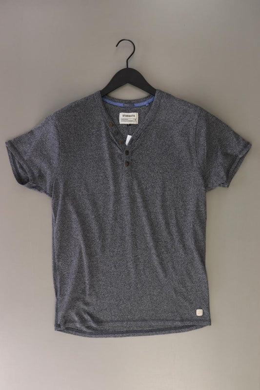 Stangata Shirt mit V-Ausschnitt für Herren Gr. L Kurzarm grau aus Baumwolle