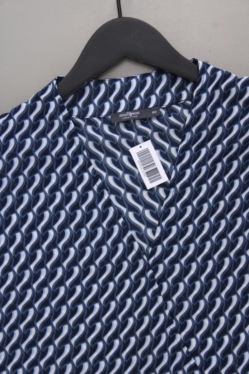 Manguun Kurzarmbluse Gr. 40 geometrisches Muster blau