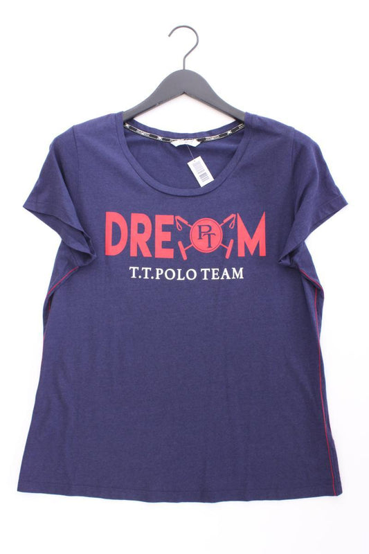 Tom Tailor Printshirt Gr. 46 Kurzarm blau aus Baumwolle