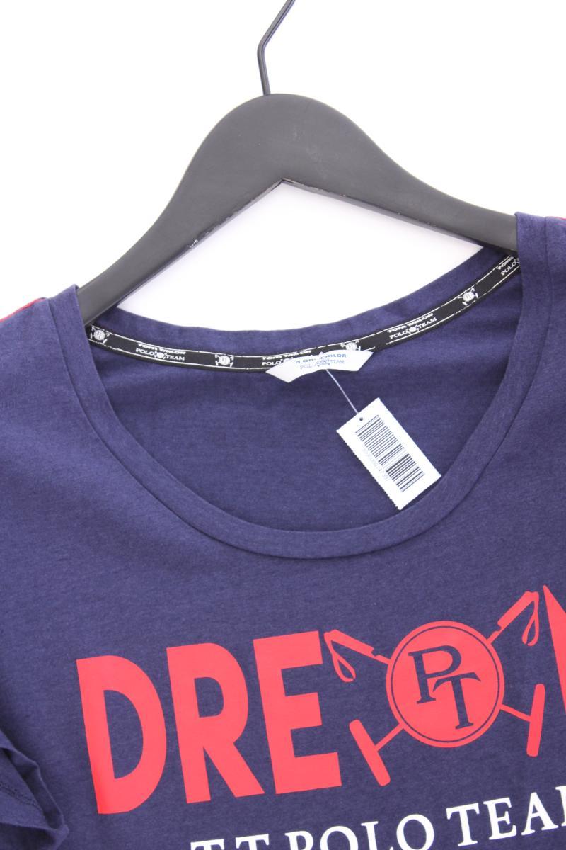 Tom Tailor Printshirt Gr. 46 Kurzarm blau aus Baumwolle