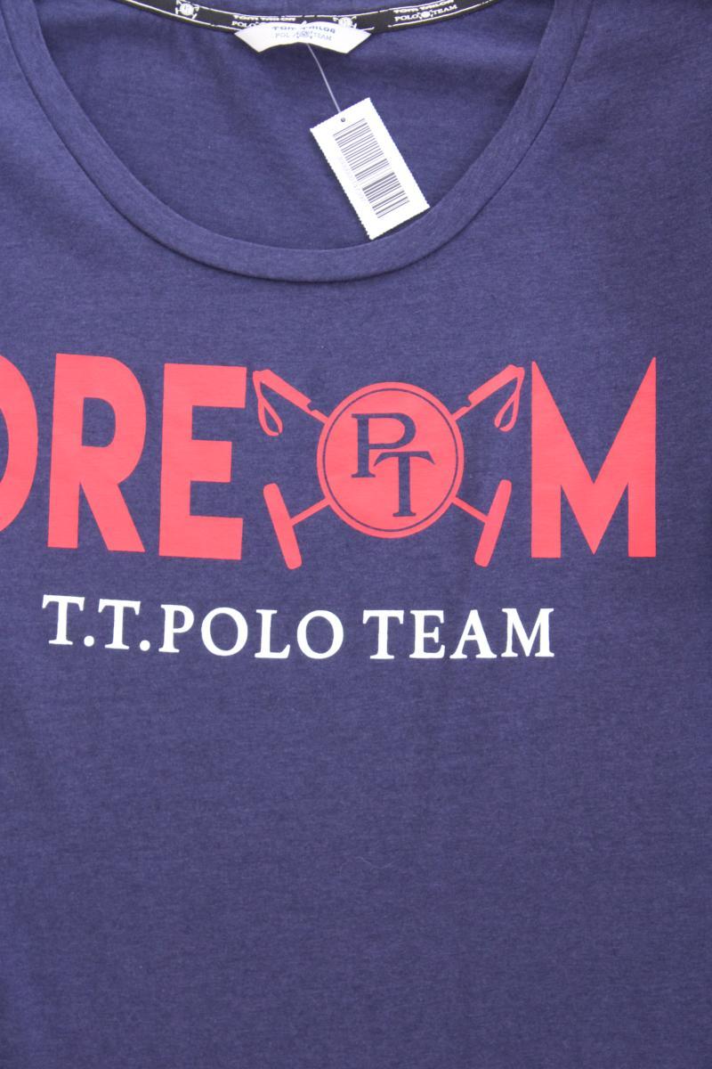 Tom Tailor Printshirt Gr. 46 Kurzarm blau aus Baumwolle