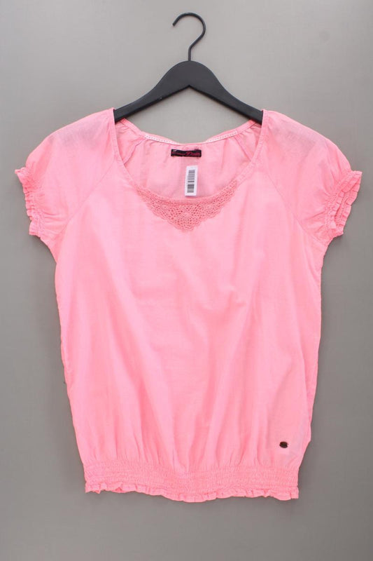 Tom Tailor (Denim) Bluse Neon Gr. M Kurzarm pink aus Baumwolle