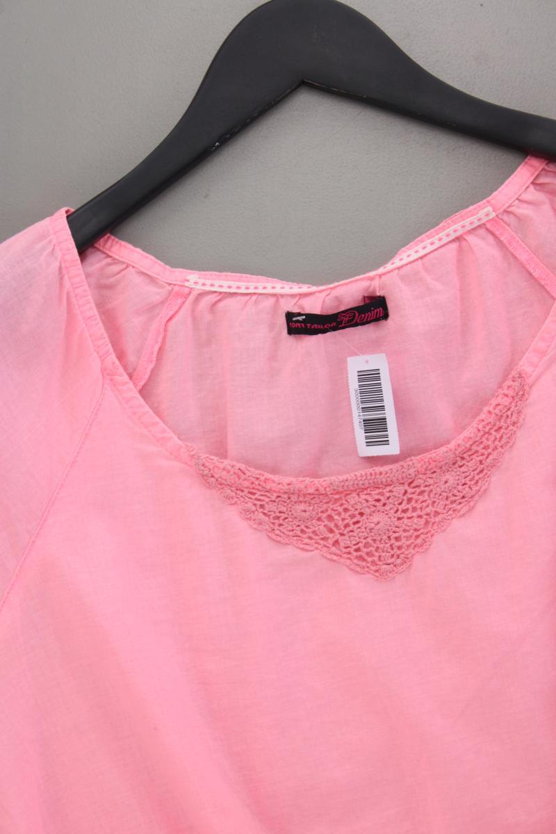 Tom Tailor (Denim) Bluse Neon Gr. M Kurzarm pink aus Baumwolle