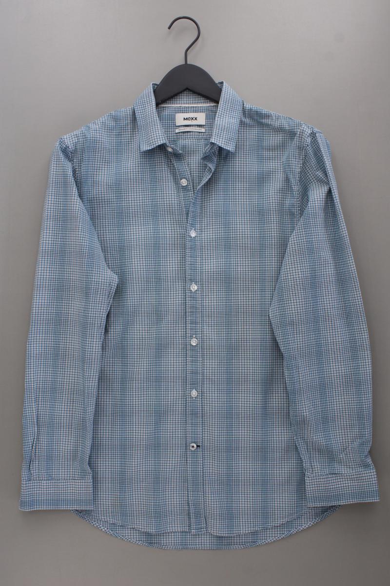 Mexx Langarmhemd für Herren Gr. L geometrisches Muster blau