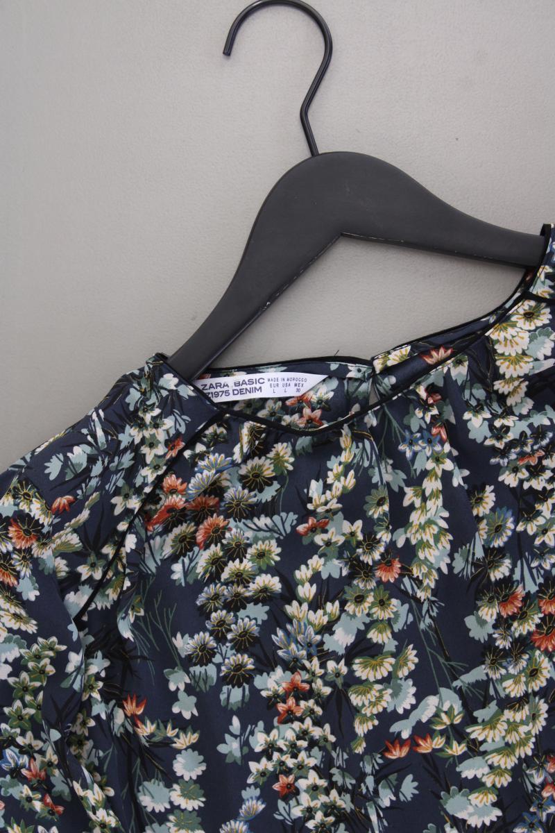 Zara Langarmbluse Gr. L mit Blumenmuster mehrfarbig