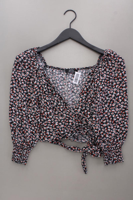 Bershka Wickelbluse Gr. S mit Blumenmuster Langarm schwarz