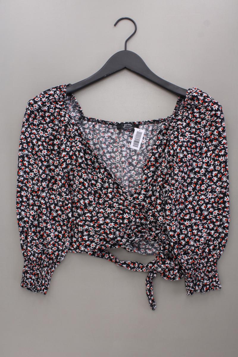 Bershka Wickelbluse Gr. S mit Blumenmuster Langarm schwarz
