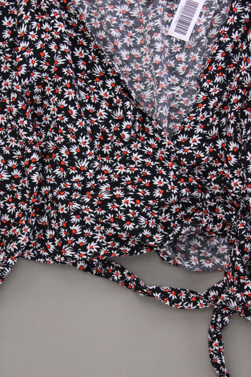 Bershka Wickelbluse Gr. S mit Blumenmuster Langarm schwarz