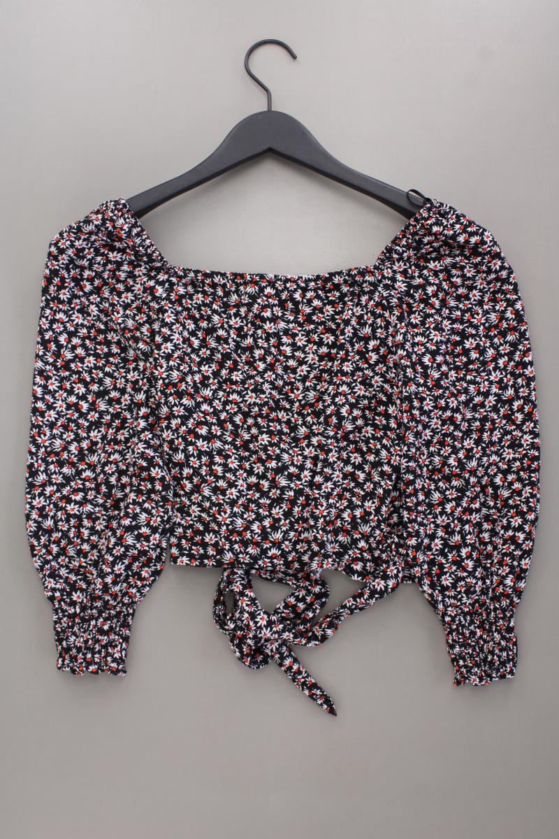 Bershka Wickelbluse Gr. S mit Blumenmuster Langarm schwarz