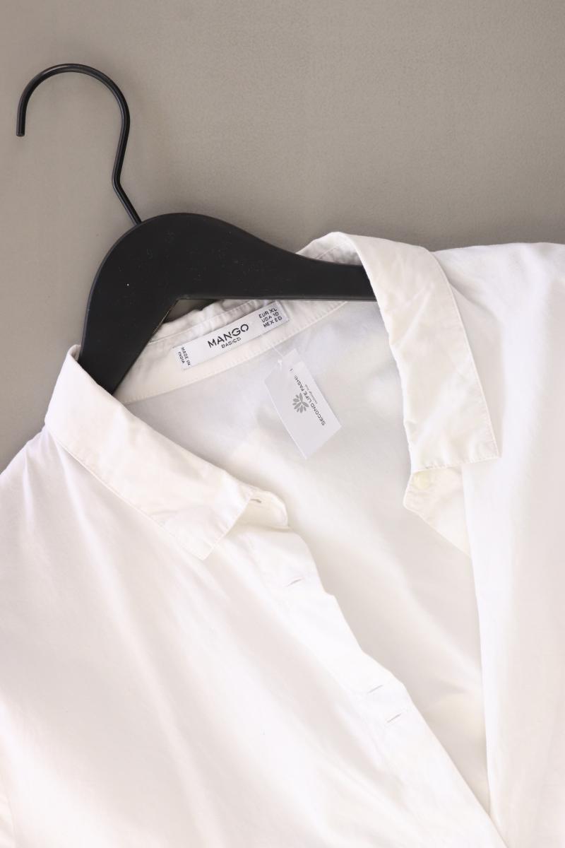 Mango Longbluse Gr. XL Langarm weiß aus Baumwolle
