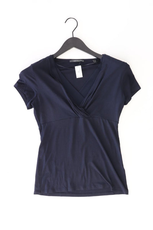 Esprit Shirt mit V-Ausschnitt Gr. S Kurzarm blau aus Viskose